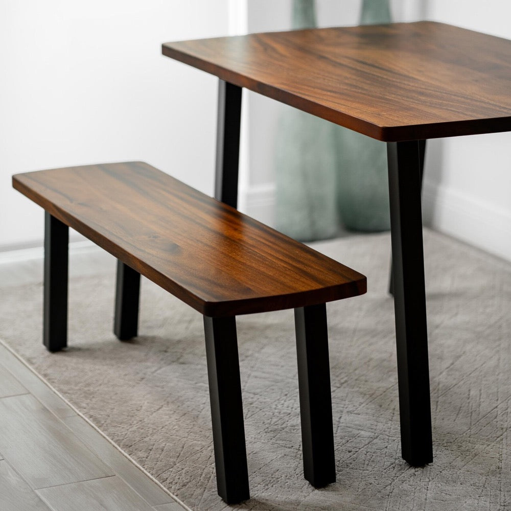 Walnut Wood, Wood Dining Table with Bench, Walnut Dining Table, Rustic Kitchen Table, Modern Dining Room Table Set