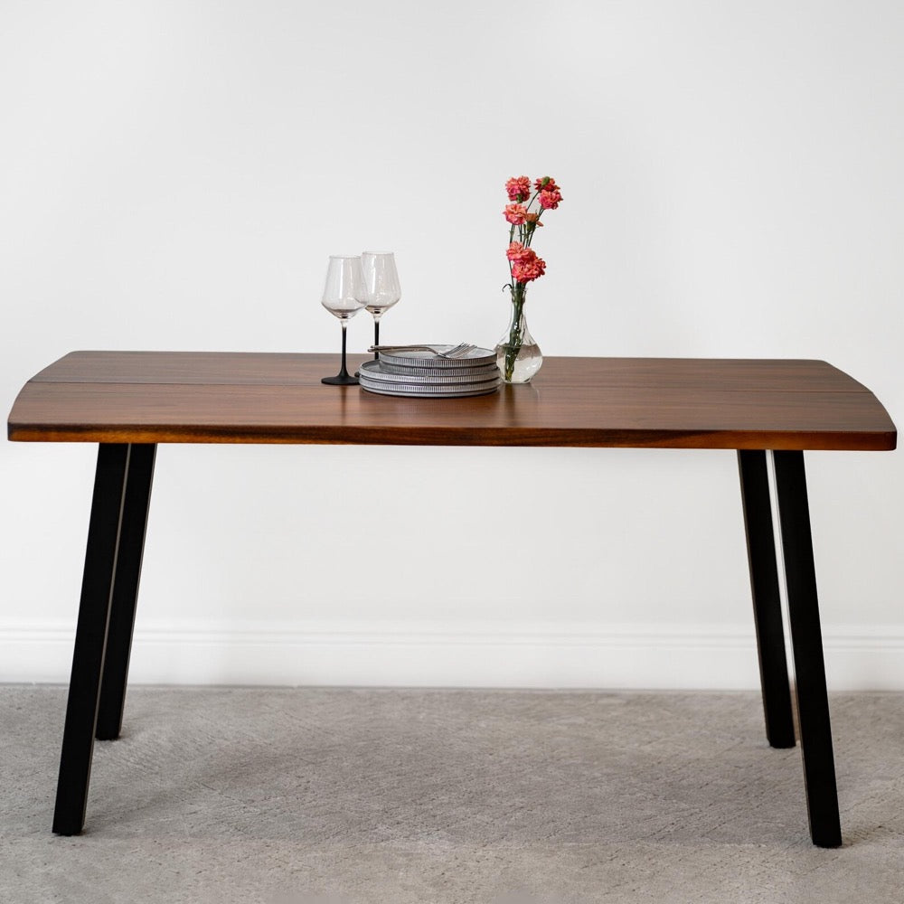 Walnut Wood, Wood Dining Table with Bench, Walnut Dining Table, Rustic Kitchen Table, Modern Dining Room Table Set